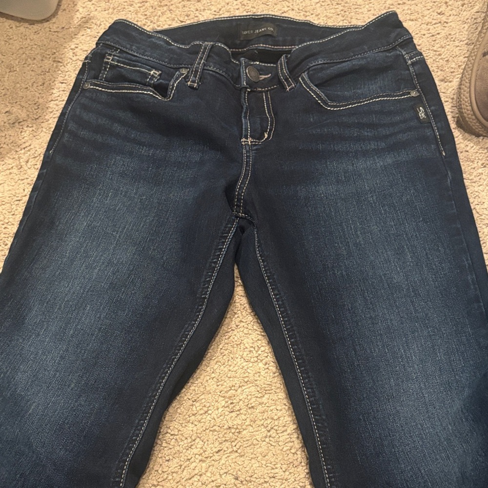 Silver Jeans Women's Dark Blue Straight Leg Jeans